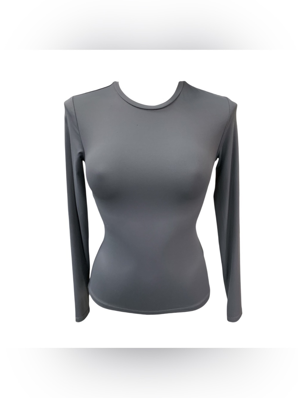 H&M Slim Fit Long Sleeve Crewneck Top in Gray Size S